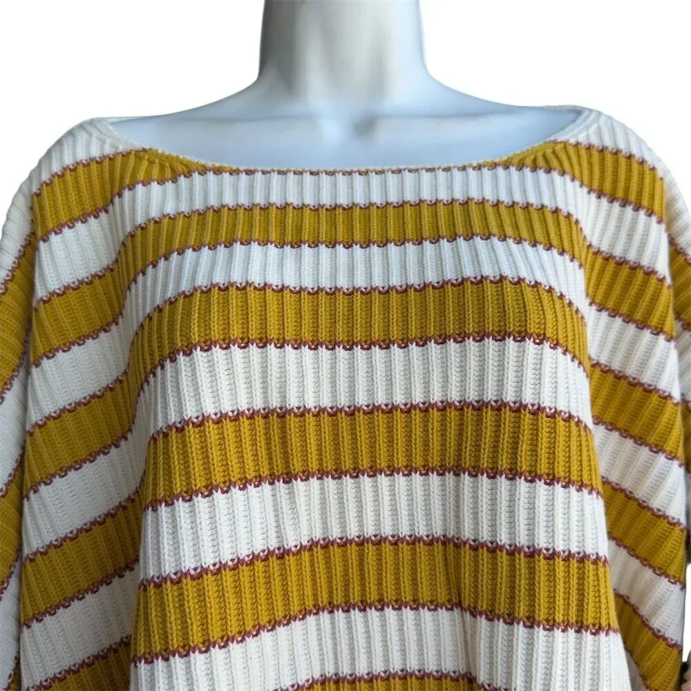 BY TOGETHER Boxy Boho Pullover Sweater Women's L Striped Oversized Multicolor